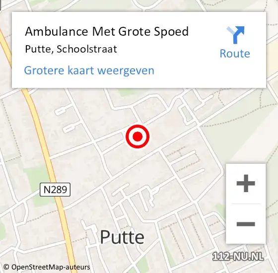 Locatie op kaart van de 112 melding: Ambulance Met Grote Spoed Naar Putte, Schoolstraat op 12 juni 2017 10:50