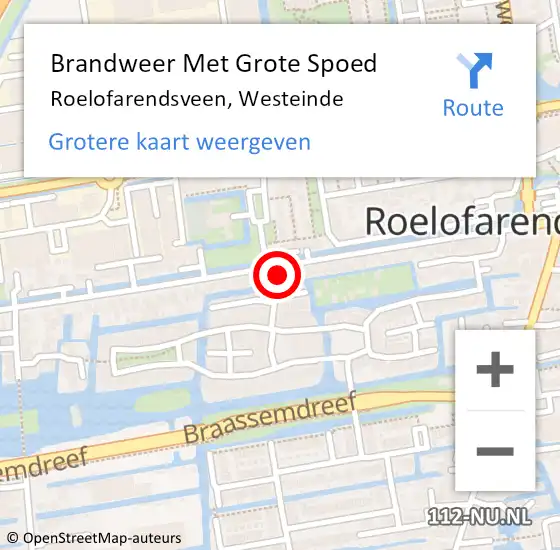 Locatie op kaart van de 112 melding: Brandweer Met Grote Spoed Naar Roelofarendsveen, Westeinde op 12 juni 2017 11:30