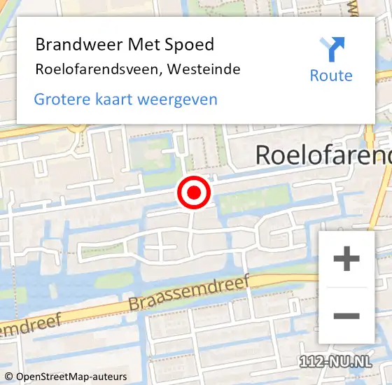 Locatie op kaart van de 112 melding: Brandweer Met Spoed Naar Roelofarendsveen, Westeinde op 12 juni 2017 11:54