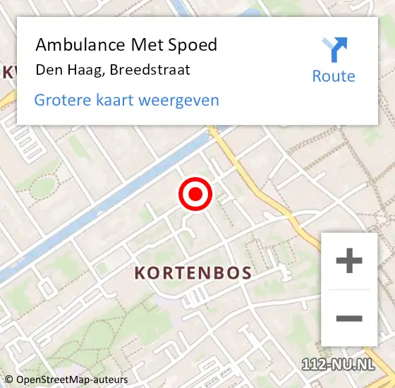 Locatie op kaart van de 112 melding: Ambulance Met Spoed Naar Den Haag, Breedstraat op 12 juni 2017 12:10