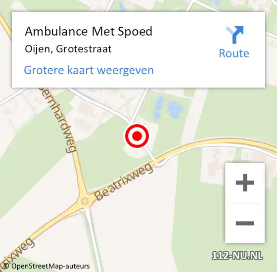 Locatie op kaart van de 112 melding: Ambulance Met Spoed Naar Oijen, Grotestraat op 12 juni 2017 12:37