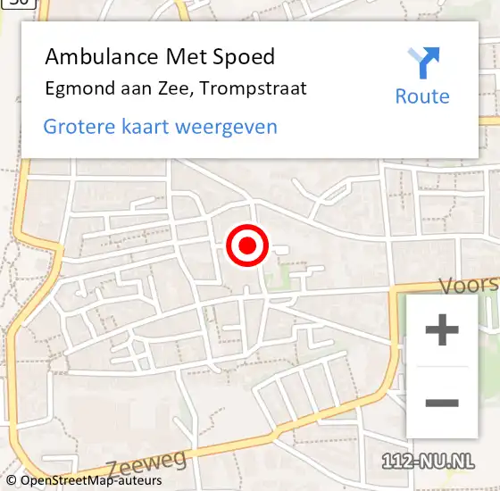 Locatie op kaart van de 112 melding: Ambulance Met Spoed Naar Egmond aan Zee, Trompstraat op 12 juni 2017 13:39