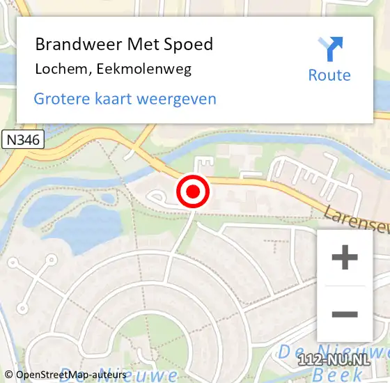 Locatie op kaart van de 112 melding: Brandweer Met Spoed Naar Lochem, Eekmolenweg op 12 juni 2017 14:16