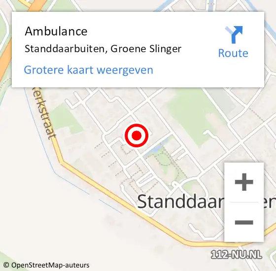 Locatie op kaart van de 112 melding: Ambulance Standdaarbuiten, Groene Slinger op 12 juni 2017 14:17