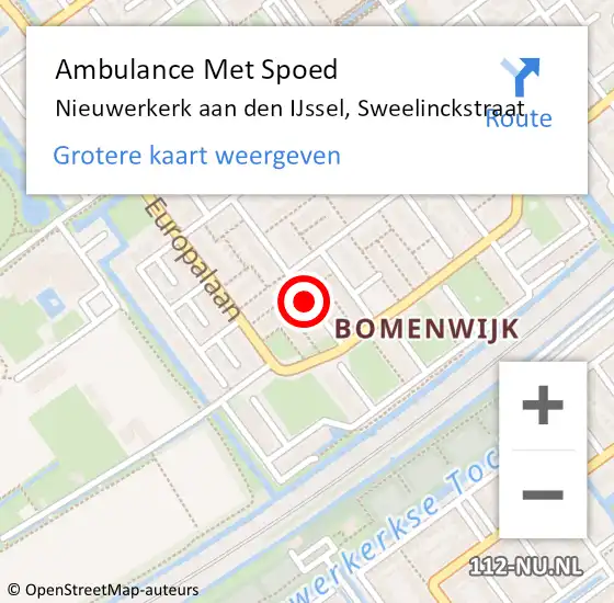 Locatie op kaart van de 112 melding: Ambulance Met Spoed Naar Nieuwerkerk aan den IJssel, Sweelinckstraat op 12 juni 2017 14:41