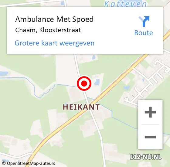 Locatie op kaart van de 112 melding: Ambulance Met Spoed Naar Chaam, Kloosterstraat op 12 juni 2017 14:54