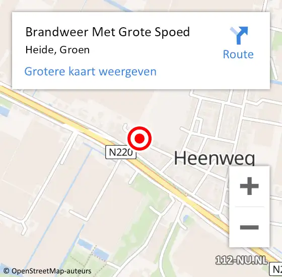 Locatie op kaart van de 112 melding: Brandweer Met Grote Spoed Naar Heide, Groen op 12 juni 2017 15:03