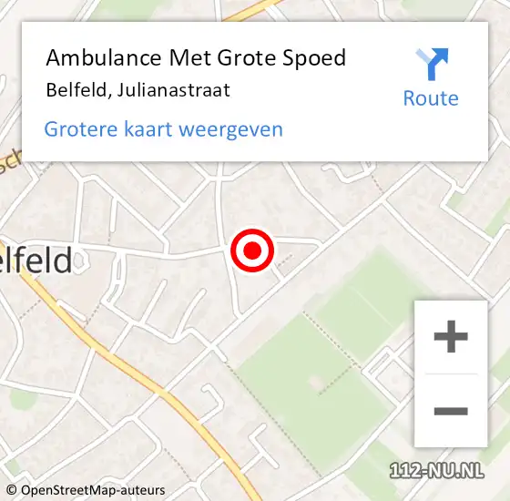 Locatie op kaart van de 112 melding: Ambulance Met Grote Spoed Naar Belfeld, Julianastraat op 12 juni 2017 15:04