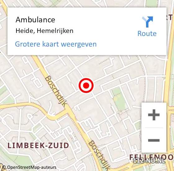 Locatie op kaart van de 112 melding: Ambulance Heide, Hemelrijken op 12 juni 2017 15:06