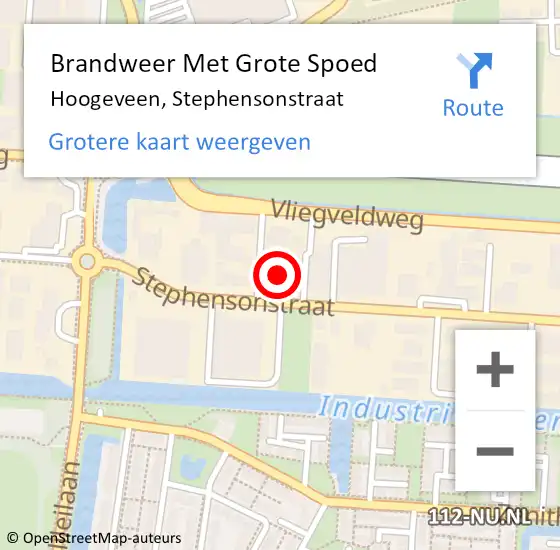 Locatie op kaart van de 112 melding: Brandweer Met Grote Spoed Naar Hoogeveen, Stephensonstraat op 12 juni 2017 15:25