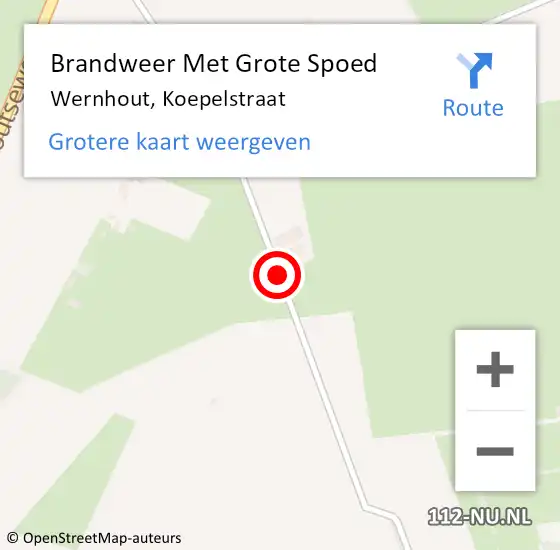 Locatie op kaart van de 112 melding: Brandweer Met Grote Spoed Naar Wernhout, Koepelstraat op 12 juni 2017 15:27