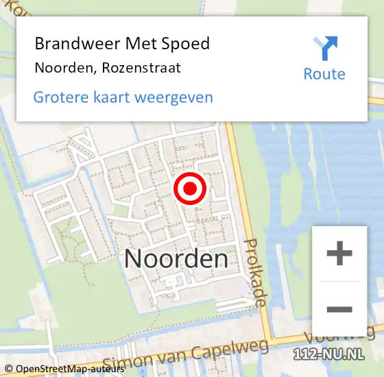 Locatie op kaart van de 112 melding: Brandweer Met Spoed Naar Noorden, Rozenstraat op 12 juni 2017 15:39