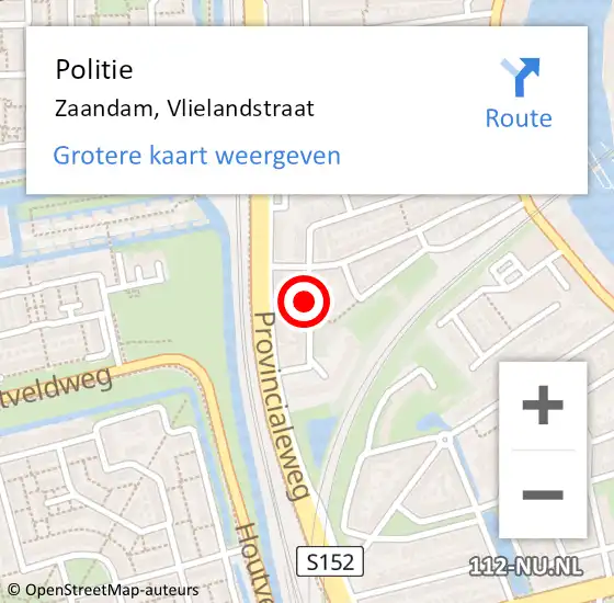 Locatie op kaart van de 112 melding: Politie Zaandam, Vlielandstraat op 12 juni 2017 17:12