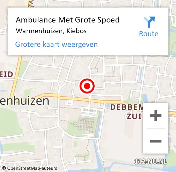 Locatie op kaart van de 112 melding: Ambulance Met Grote Spoed Naar Warmenhuizen, Kiebos op 12 juni 2017 17:58