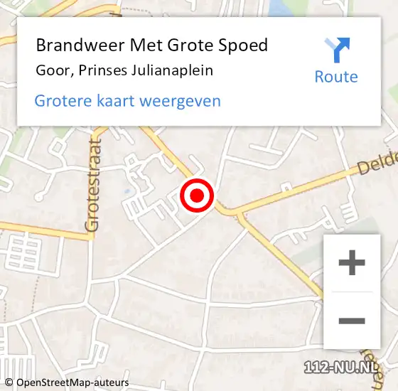 Locatie op kaart van de 112 melding: Brandweer Met Grote Spoed Naar Goor, Prinses Julianaplein op 12 juni 2017 18:12