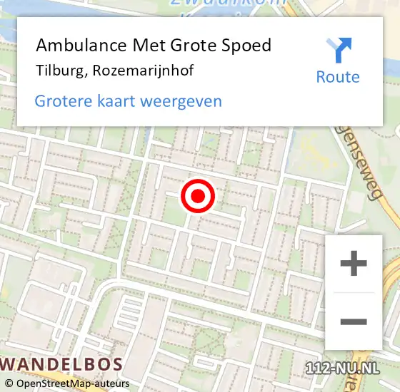 Locatie op kaart van de 112 melding: Ambulance Met Grote Spoed Naar Tilburg, Rozemarijnhof op 12 juni 2017 18:36