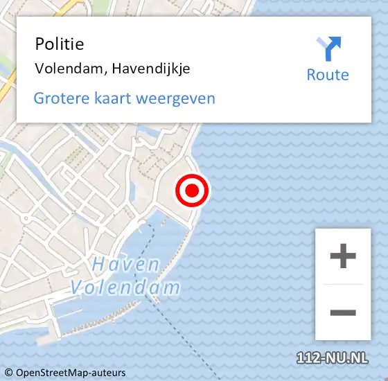 Locatie op kaart van de 112 melding: Politie Volendam, Havendijkje op 12 juni 2017 18:41