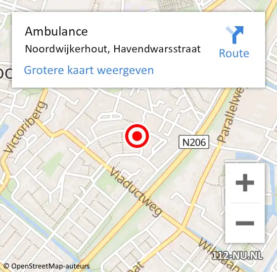 Locatie op kaart van de 112 melding: Ambulance Noordwijkerhout, Havendwarsstraat op 12 juni 2017 19:01