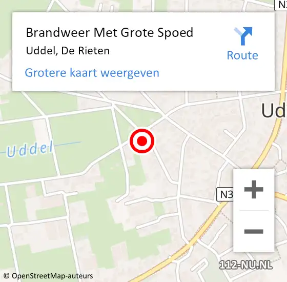 Locatie op kaart van de 112 melding: Brandweer Met Grote Spoed Naar Uddel, De Rieten op 12 juni 2017 19:04