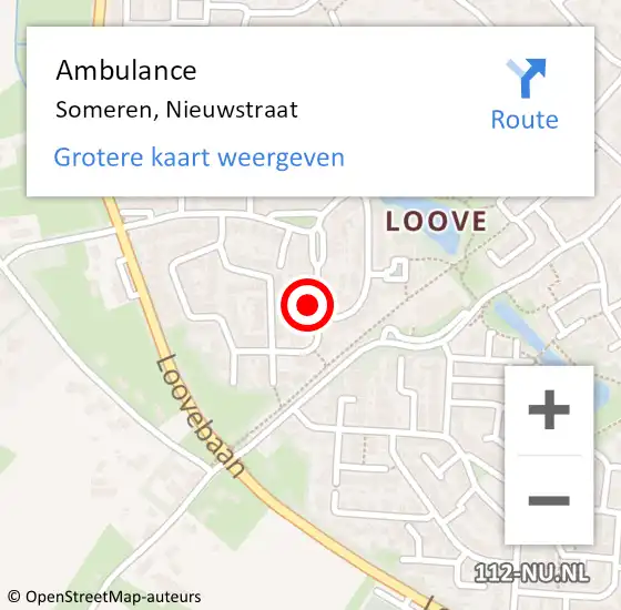 Locatie op kaart van de 112 melding: Ambulance Someren, Nieuwstraat op 12 juni 2017 19:12