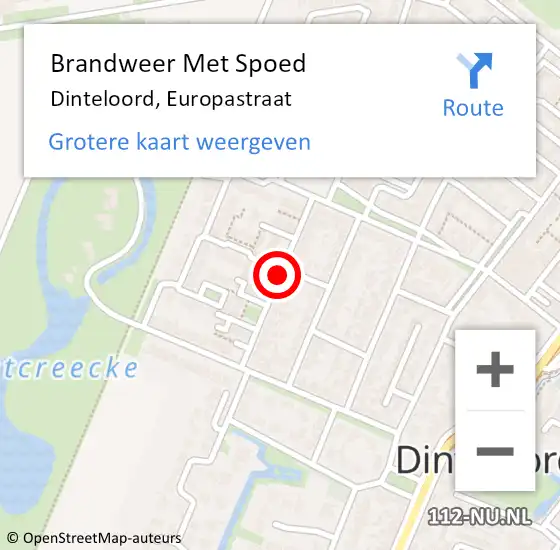 Locatie op kaart van de 112 melding: Brandweer Met Spoed Naar Dinteloord, Europastraat op 12 juni 2017 20:07