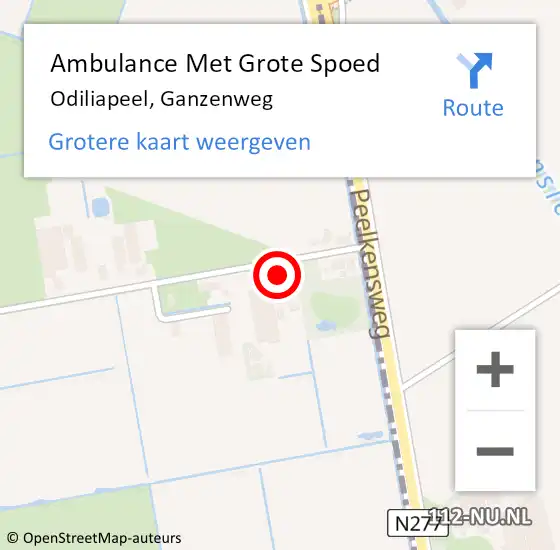 Locatie op kaart van de 112 melding: Ambulance Met Grote Spoed Naar Odiliapeel, Ganzenweg op 12 juni 2017 20:11