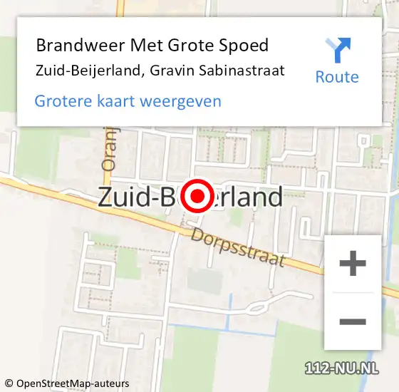 Locatie op kaart van de 112 melding: Brandweer Met Grote Spoed Naar Zuid-Beijerland, Gravin Sabinastraat op 12 juni 2017 20:45