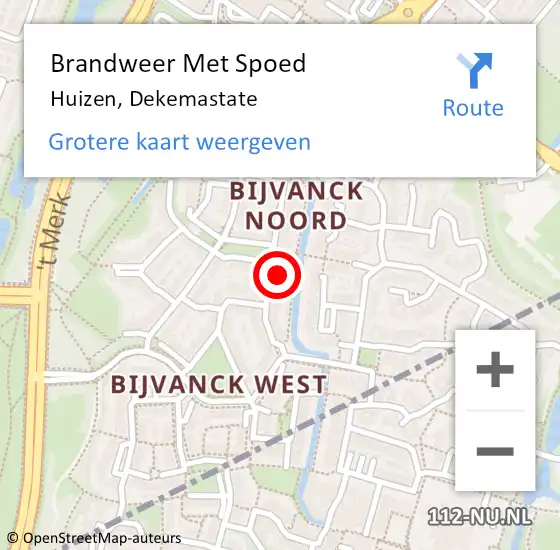 Locatie op kaart van de 112 melding: Brandweer Met Spoed Naar Huizen, Dekemastate op 12 juni 2017 20:52