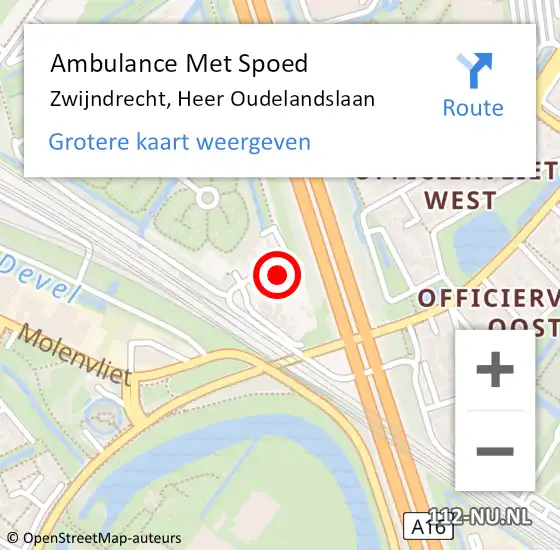 Locatie op kaart van de 112 melding: Ambulance Met Spoed Naar Zwijndrecht, Heer Oudelandslaan op 12 juni 2017 21:00