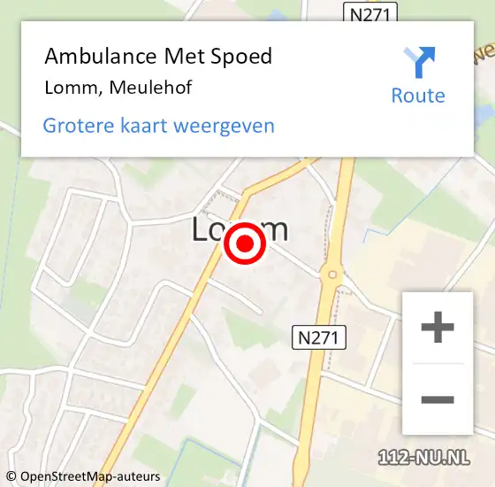 Locatie op kaart van de 112 melding: Ambulance Met Spoed Naar Lomm, Meulehof op 12 juni 2017 21:15