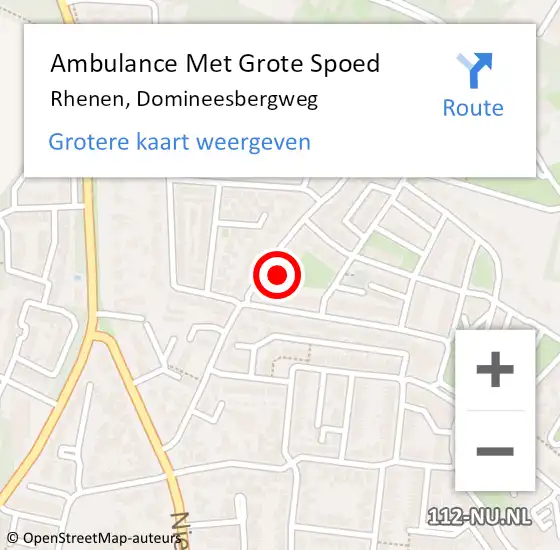 Locatie op kaart van de 112 melding: Ambulance Met Grote Spoed Naar Rhenen, Domineesbergweg op 12 juni 2017 21:57