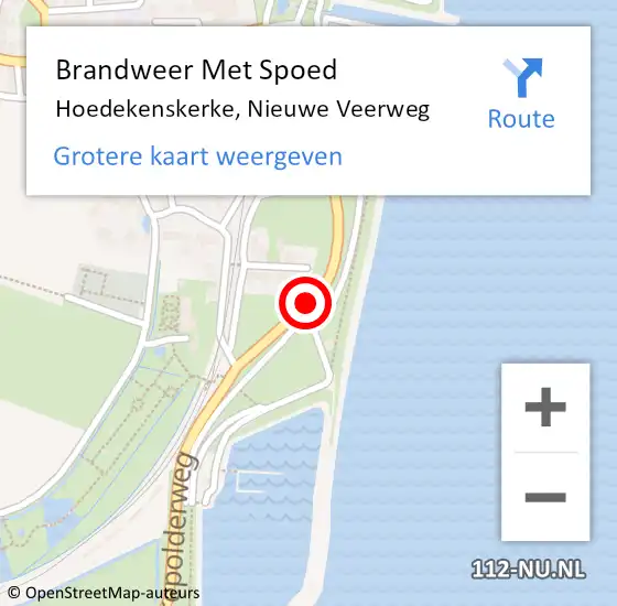 Locatie op kaart van de 112 melding: Brandweer Met Spoed Naar Hoedekenskerke, Nieuwe Veerweg op 12 juni 2017 23:17