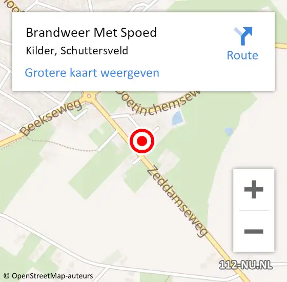 Locatie op kaart van de 112 melding: Brandweer Met Spoed Naar Kilder, Schuttersveld op 12 juni 2017 23:53