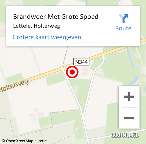 Locatie op kaart van de 112 melding: Brandweer Met Grote Spoed Naar Lettele, Holterweg op 13 juni 2017 00:37