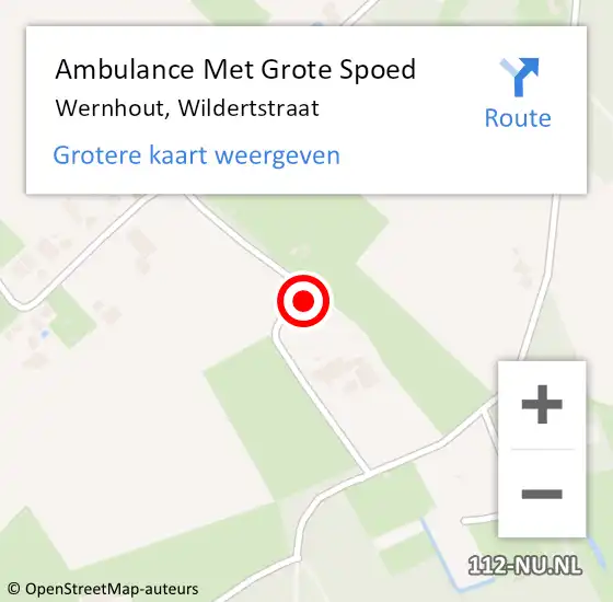 Locatie op kaart van de 112 melding: Ambulance Met Grote Spoed Naar Wernhout, Wildertstraat op 13 juni 2017 02:21