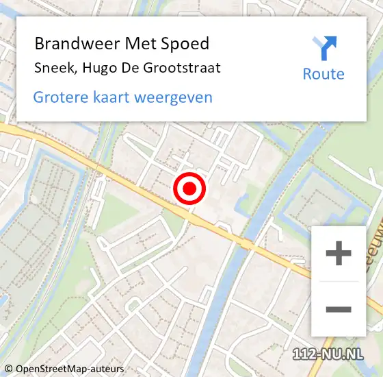 Locatie op kaart van de 112 melding: Brandweer Met Spoed Naar Sneek, Hugo De Grootstraat op 13 juni 2017 05:46