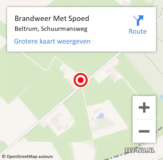 Locatie op kaart van de 112 melding: Brandweer Met Spoed Naar Beltrum, Schuurmansweg op 13 juni 2017 06:10