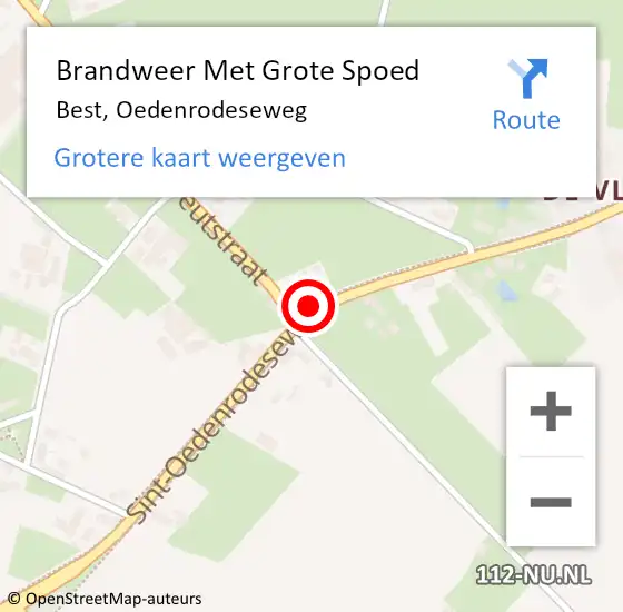 Locatie op kaart van de 112 melding: Brandweer Met Grote Spoed Naar Best, Oedenrodeseweg op 13 juni 2017 06:41