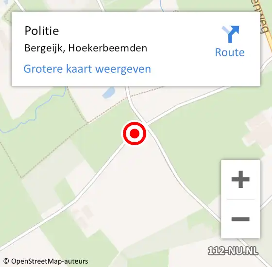 Locatie op kaart van de 112 melding: Politie Bergeijk, Hoekerbeemden op 13 juni 2017 07:28