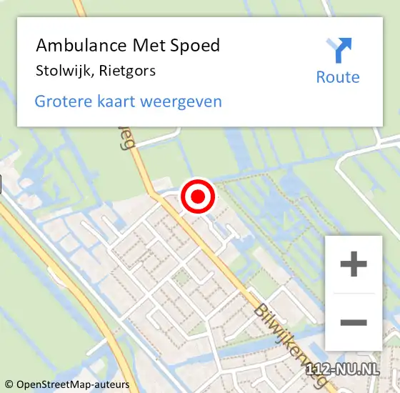 Locatie op kaart van de 112 melding: Ambulance Met Spoed Naar Stolwijk, Rietgors op 13 juni 2017 07:42