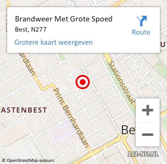 Locatie op kaart van de 112 melding: Brandweer Met Grote Spoed Naar Best, N277 op 13 juni 2017 07:57