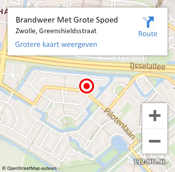 Locatie op kaart van de 112 melding: Brandweer Met Grote Spoed Naar Zwolle, Greenshieldsstraat op 13 juni 2017 08:18