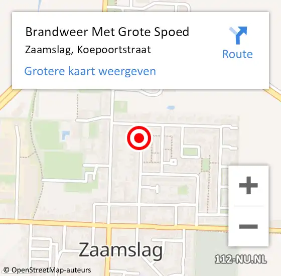 Locatie op kaart van de 112 melding: Brandweer Met Grote Spoed Naar Zaamslag, Koepoortstraat op 13 juni 2017 08:53