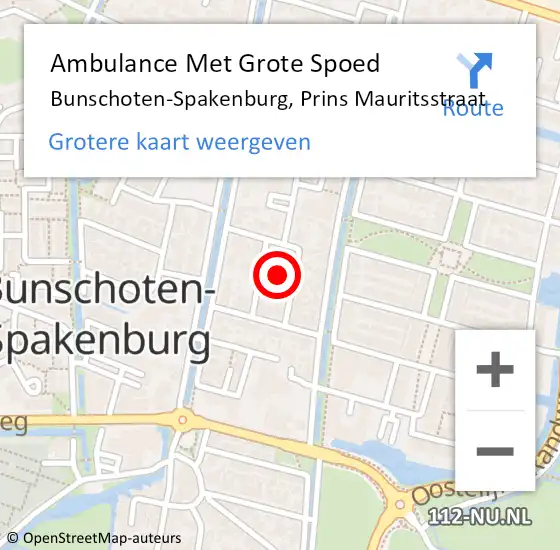 Locatie op kaart van de 112 melding: Ambulance Met Grote Spoed Naar Bunschoten-Spakenburg, Prins Mauritsstraat op 13 juni 2017 09:11