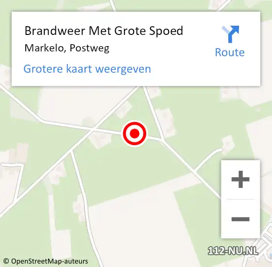 Locatie op kaart van de 112 melding: Brandweer Met Grote Spoed Naar Markelo, Postweg op 13 juni 2017 10:13