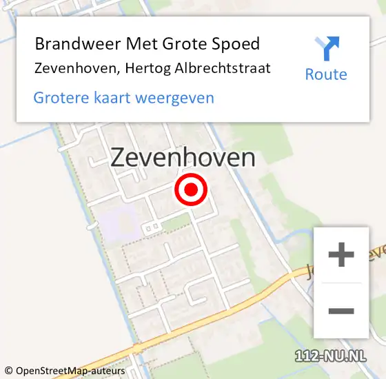 Locatie op kaart van de 112 melding: Brandweer Met Grote Spoed Naar Zevenhoven, Hertog Albrechtstraat op 13 juni 2017 11:10