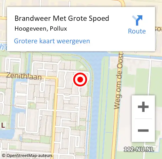 Locatie op kaart van de 112 melding: Brandweer Met Grote Spoed Naar Hoogeveen, Pollux op 13 juni 2017 11:25