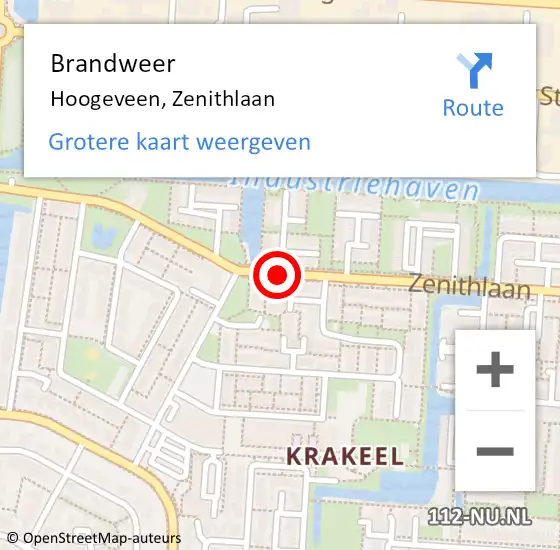Locatie op kaart van de 112 melding: Brandweer Hoogeveen, Zenithlaan op 13 juni 2017 11:32