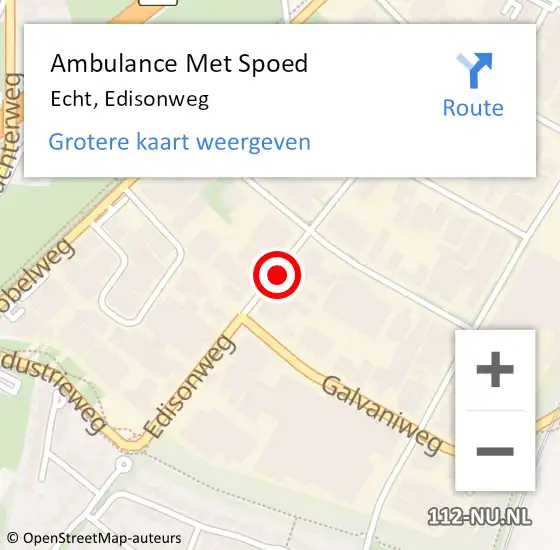 Locatie op kaart van de 112 melding: Ambulance Met Spoed Naar Echt, Edisonweg op 13 juni 2017 11:42