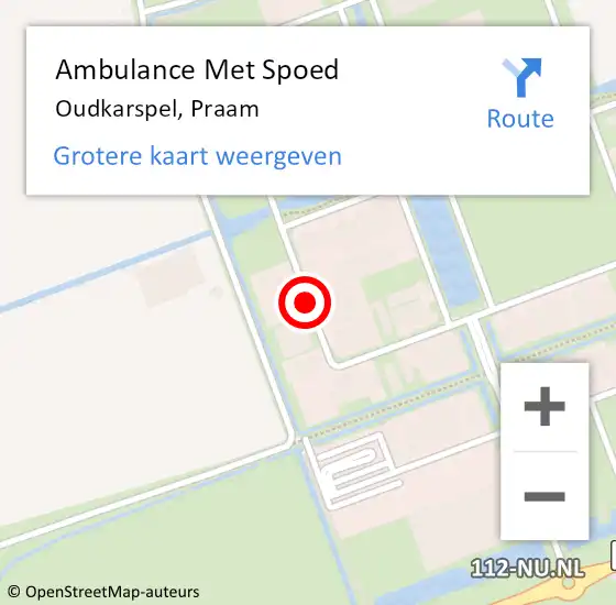 Locatie op kaart van de 112 melding: Ambulance Met Spoed Naar Oudkarspel, Praam op 13 juni 2017 11:57
